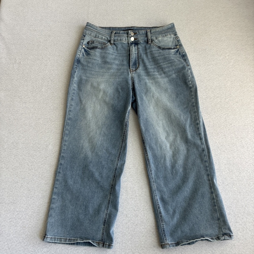 Judy Blue Jeans Womens 13/31 Blue Wide Crop Light Wash Denim JB88616 Boho